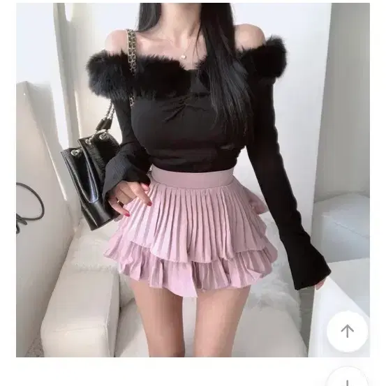 캉캉 플리츠 미니스커트 프릴 치마 바지 핑크