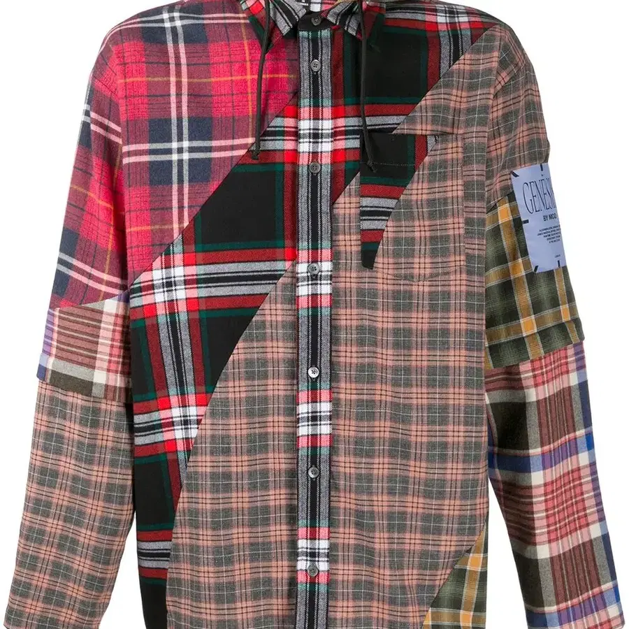 MCQ ALEXANDER MCQUEEN patchwork hooded shirt jacket