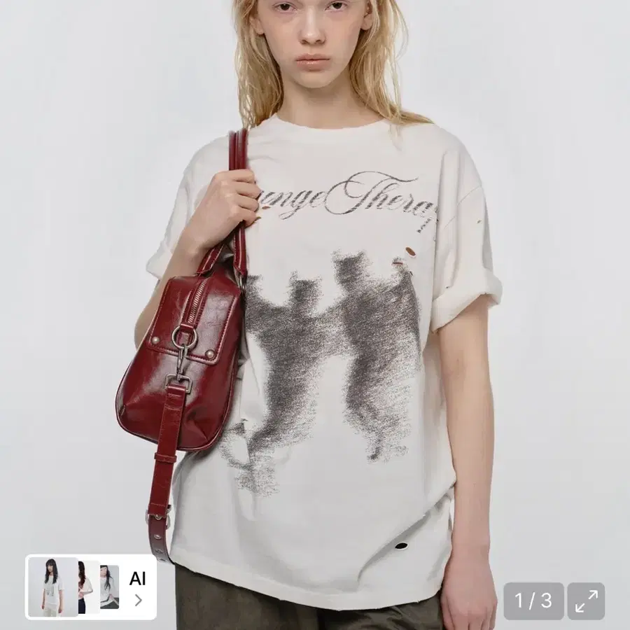 썬번프로젝트 DISTROYED DEVIL OVERFIT T-SHIRT, WHITE