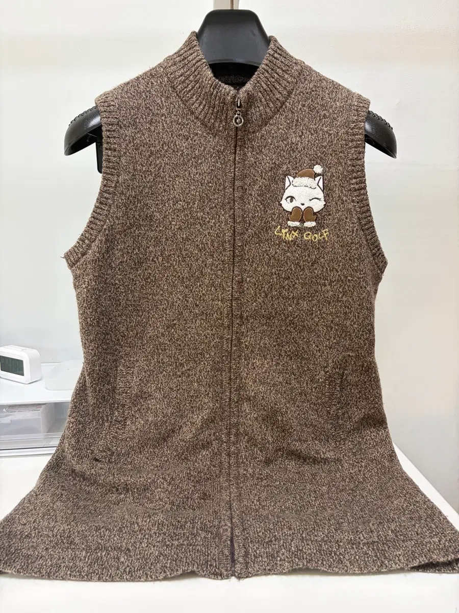Lynx GOLF 니트 집업 조끼 브라운 90