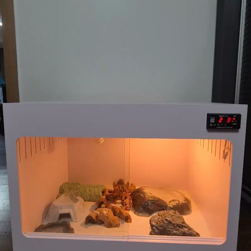 포맥스 온도계 포함 화이트 사육장