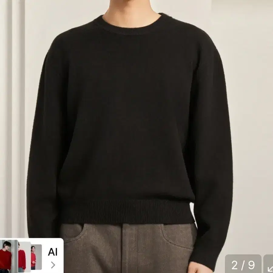 효지 워셔블 소프트 터치 라운드 크롭 니트M