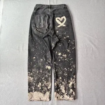 archive grunge 리메이크 와이드 블랙 데님 블리치 가공