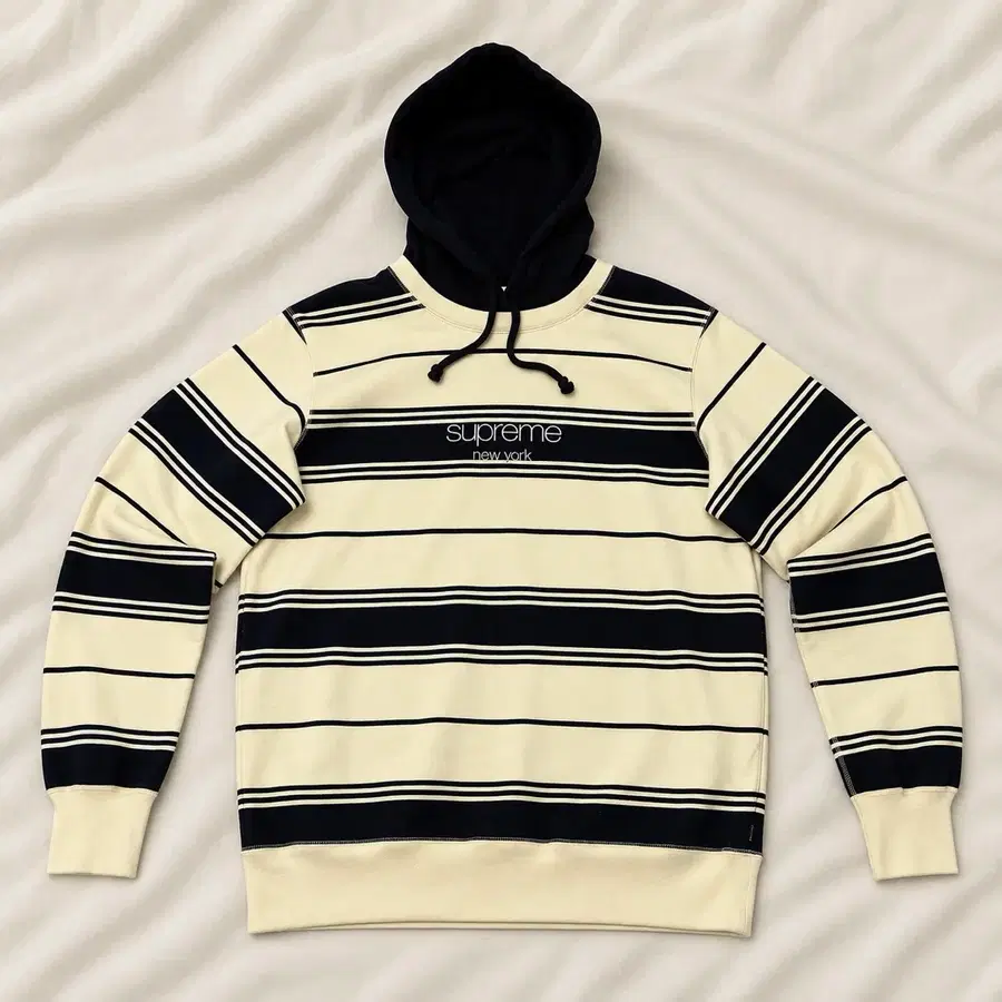 M) 슈프림 16FW Striped Hooded Crewneck 스트라이프 후드티