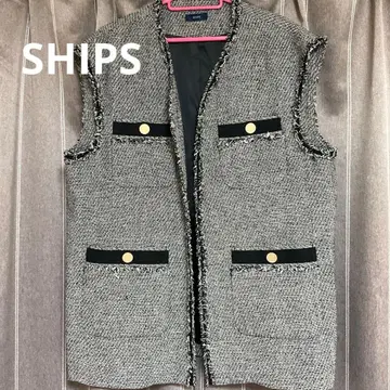 SHIPS 쉽스 트위드 프린지 베스트