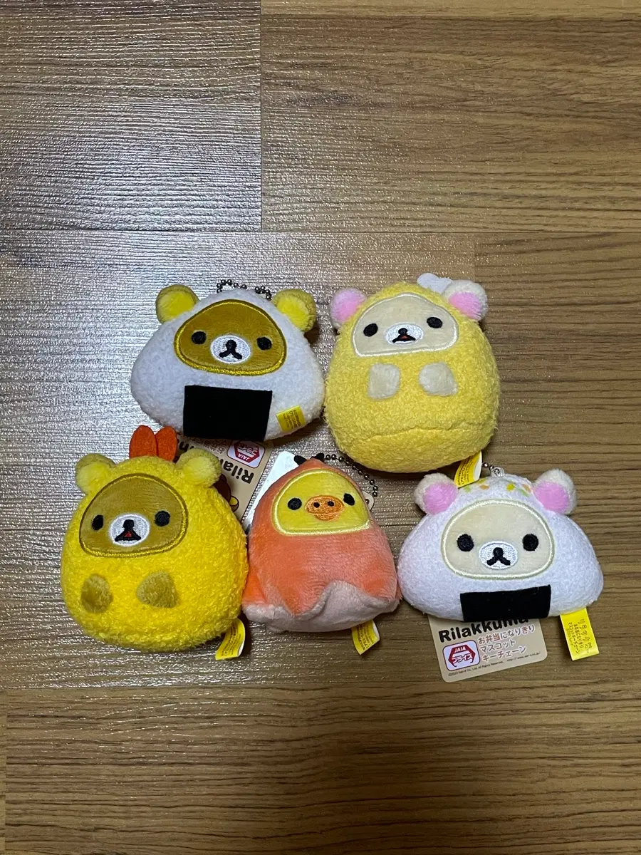 산엑스 리락쿠마 코리락쿠마 키이로이토리 오니기리 에비후라이 소시지 도시락 마스코트 일괄