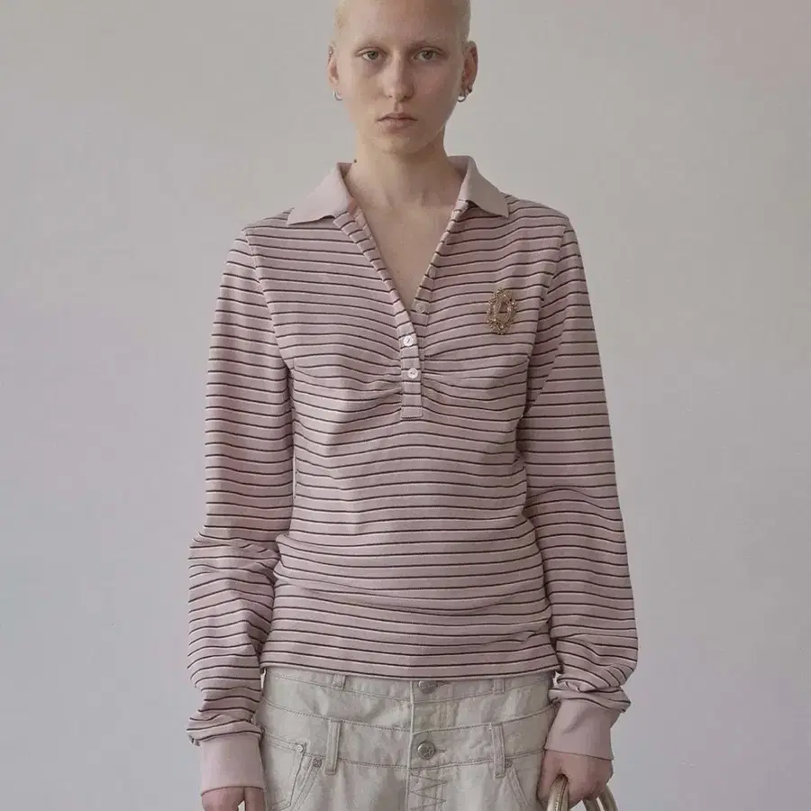 스컬프터 Shirring Tennis Shirt Pink