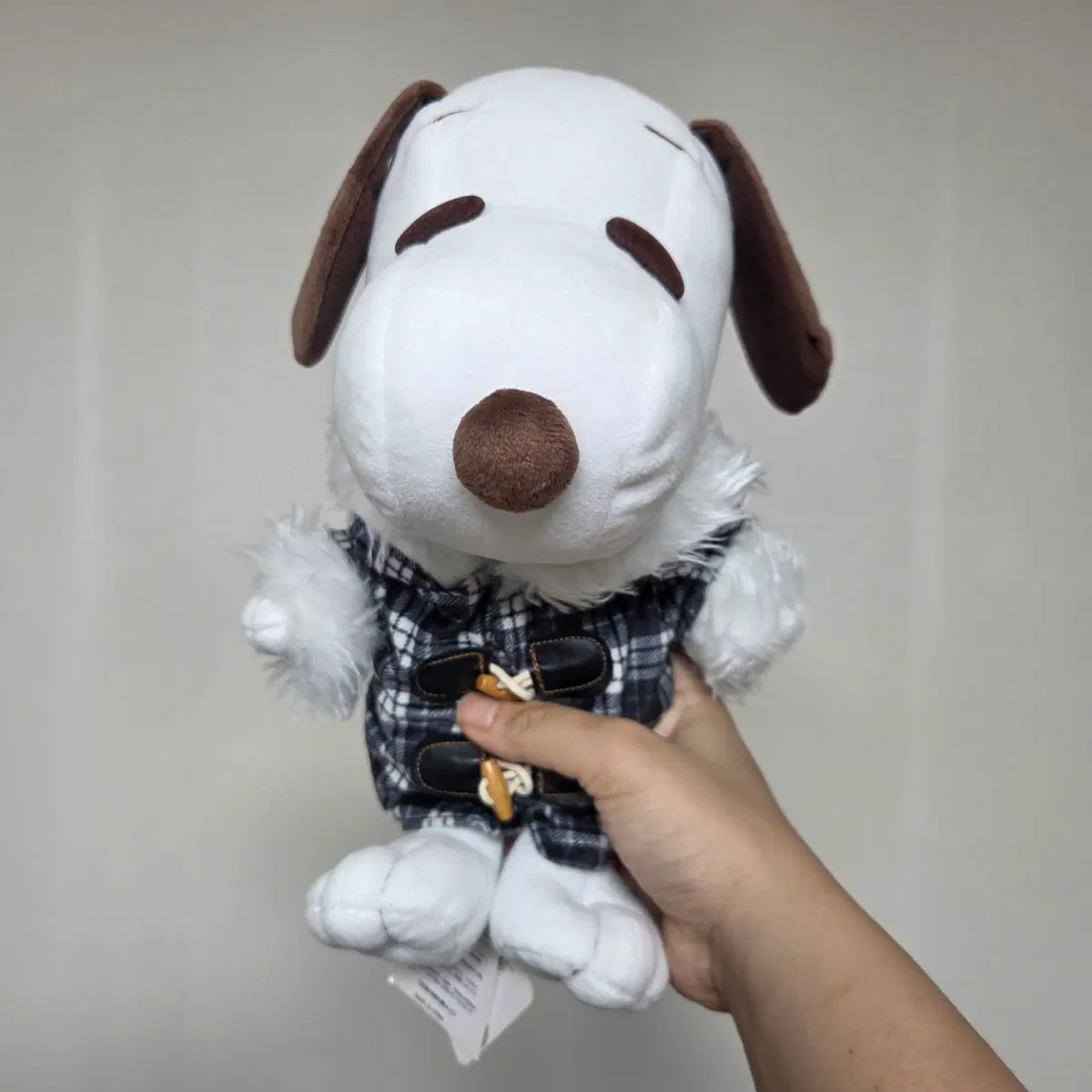 빈티지 토이 인형 고전 만화 피규어 캐릭터 피너츠 스누피 강아지 크리스마스 체크 떡볶이 코트
