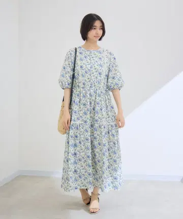 꽃무늬 반팔 롱 셔츠 원피스