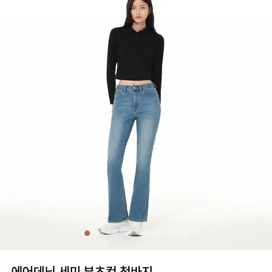 새상품) 안다르 에어데님 세미 부츠컷 청바지 숏 스톤블루 (30)