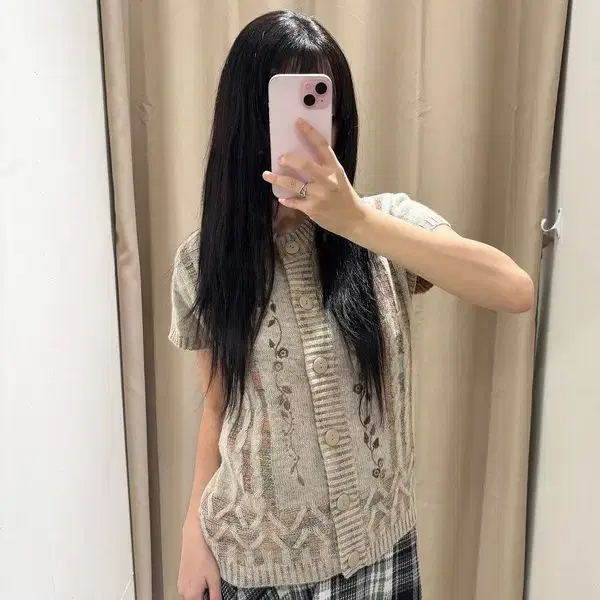 JPN TOPVALU 플라워 패턴 반팔 가디건 J1221