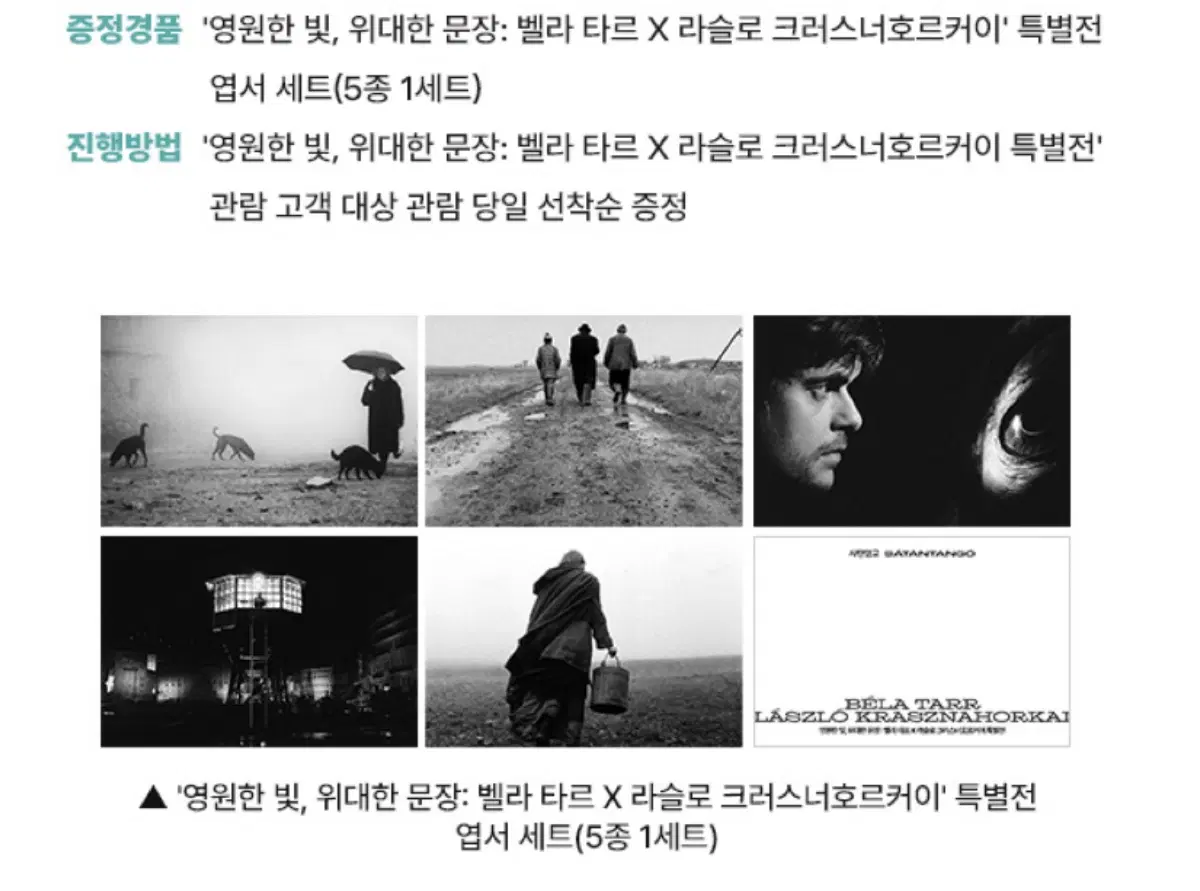5종셋)영원한 빛, 위대한 문장: 벨라 타르 X 라슬로 크러스너호르커이 특별전 엽서 세트