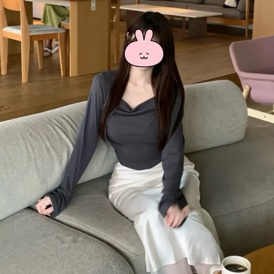 드레이프넥 나시+가디건 (챠콜,새상품)