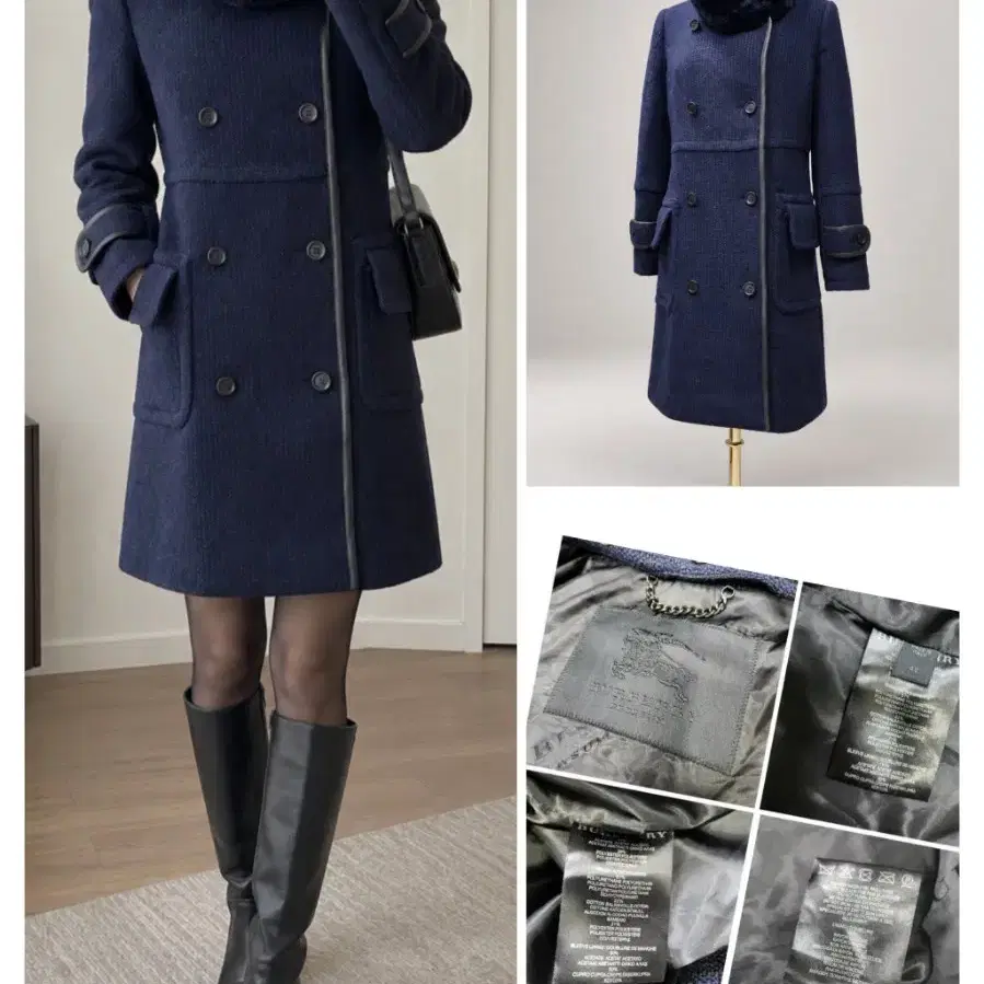(정품) BURBERRY PRORSUM 여성 헤링본 퍼 코트 / IT 40