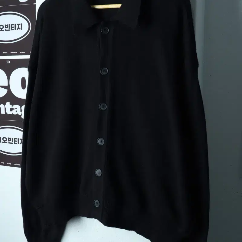 (L-XL) 아노블리어 니트 가디건 오버핏 세미크롭 블랙-H39487