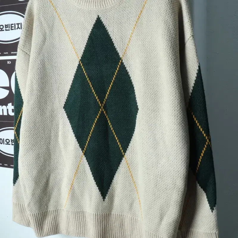 (L) 에잇세컨즈 니트 아가일 아이보리 아메카지-H39501