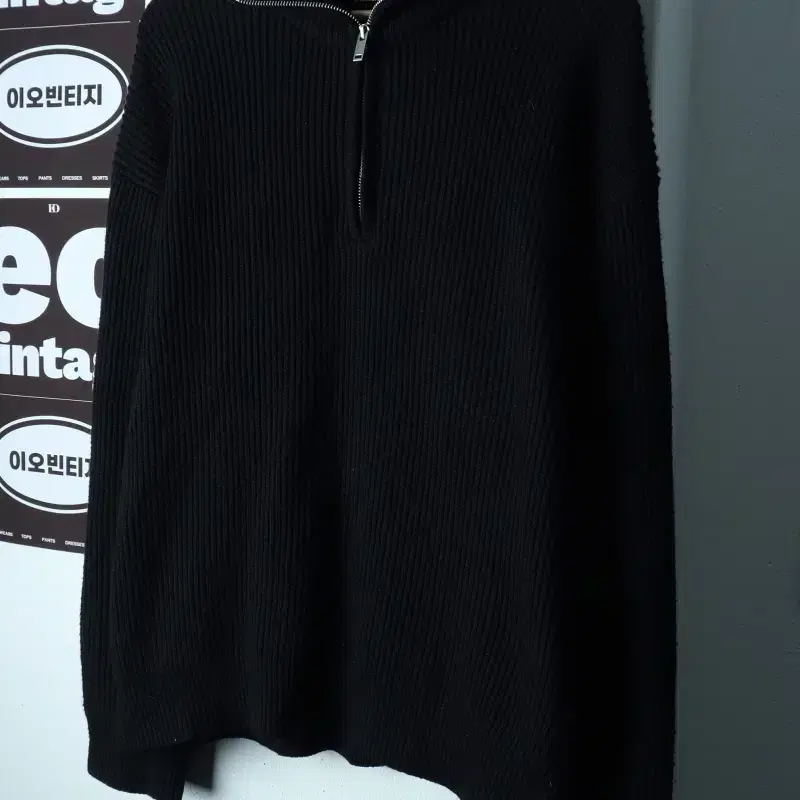 (L-XL) 무신사 스탠다드 니트 반집업 블랙 캐시미어 놈코어-H39504