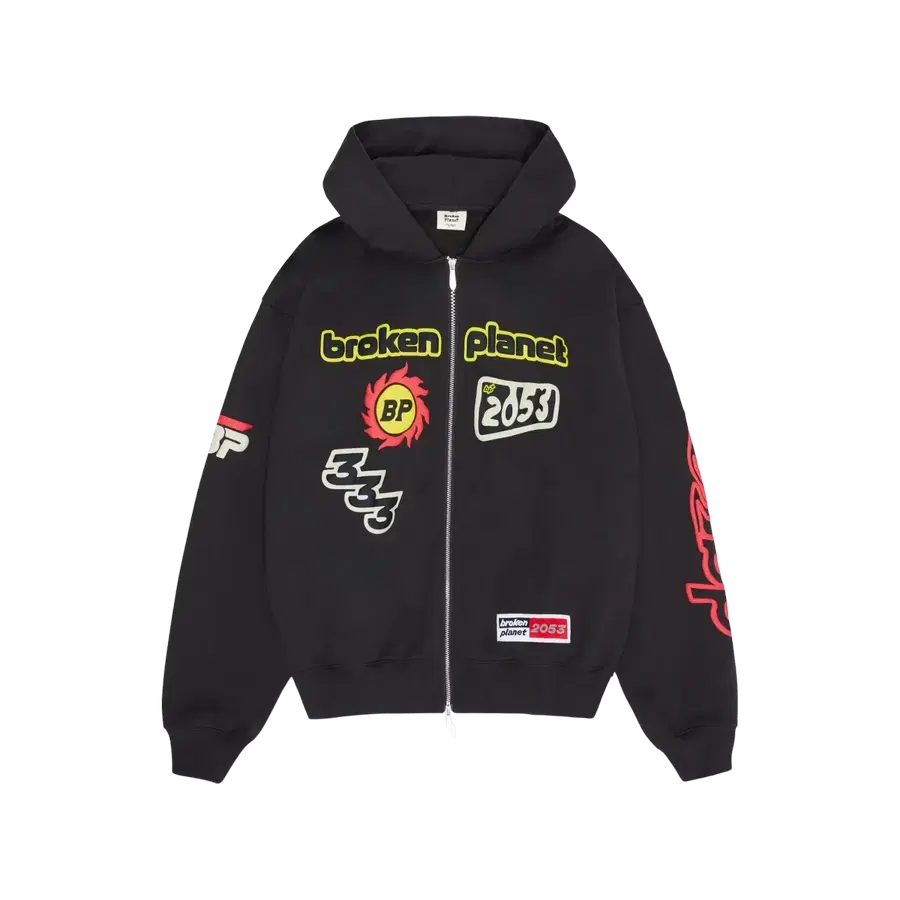 BROKEN PLANET PERFORMANCE SOOT BLACK ZIP UP HOODIE