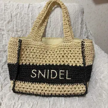 SNIDEL 스나이델 패턴 편직 로고 토트백 크로셰 백