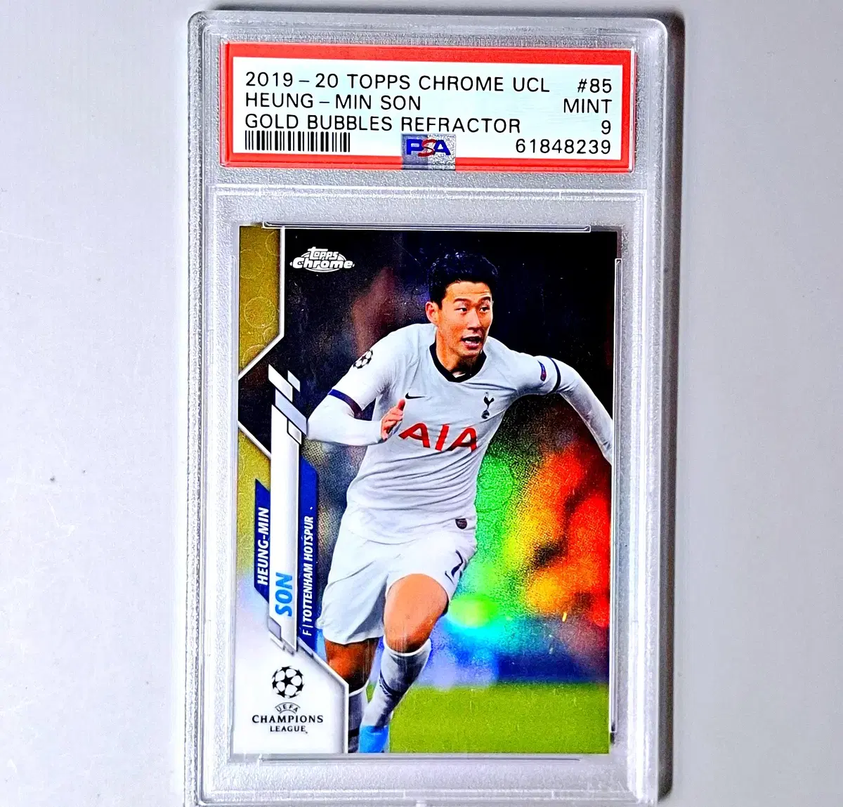 손흥민 25한정 골드 버블스 리프렉터 PSA9 2019-20 탑스 크롬 UCL (넘버 미기재 SSP)