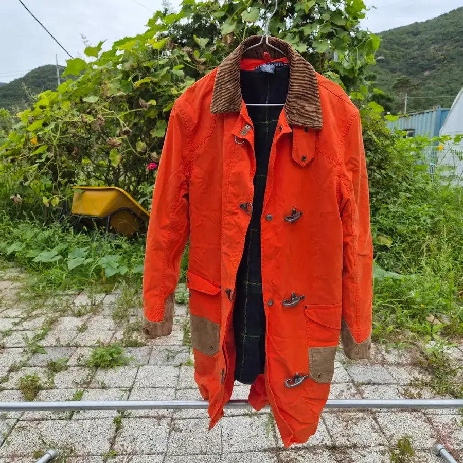 랄프로렌) 비비드 오렌지 파이어맨 자켓 타탄체크 울 내피 (남 M)