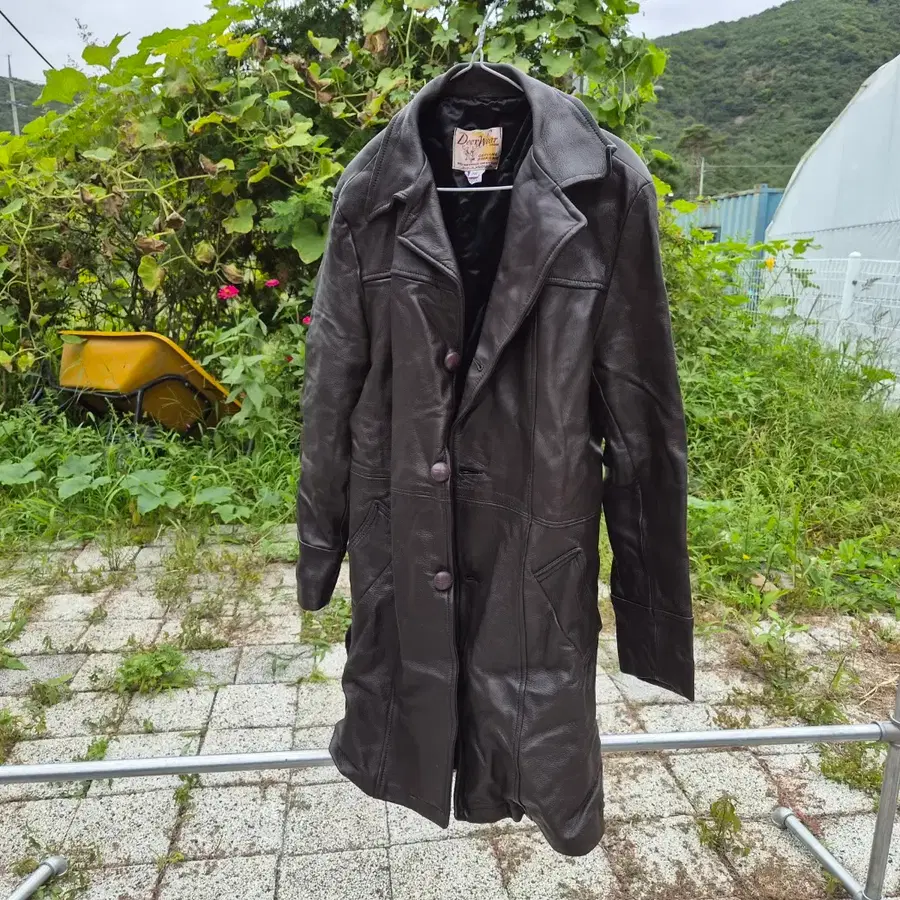 디어스킨 사슴가죽 버건디 브라운 레더 코트 (남 L)