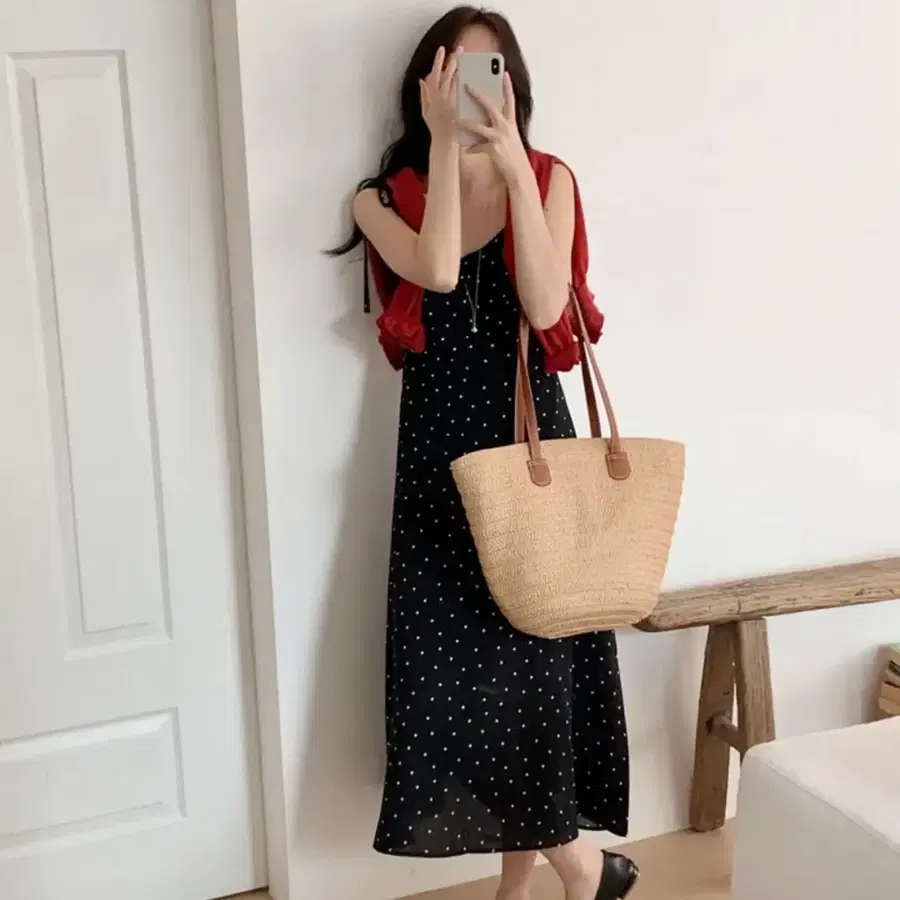 새상품) 도트 롱 원피스
