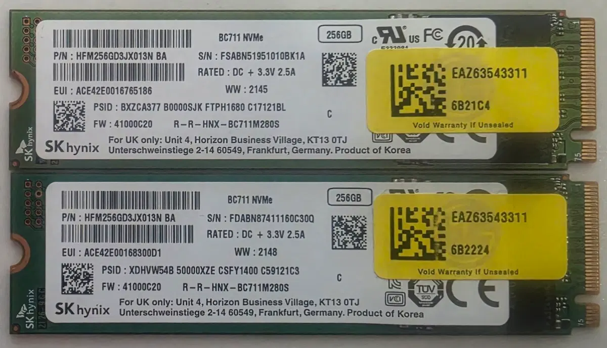 SK하이닉스 SSD BC711 M.2 256G(Nvme) 2개팝니다.