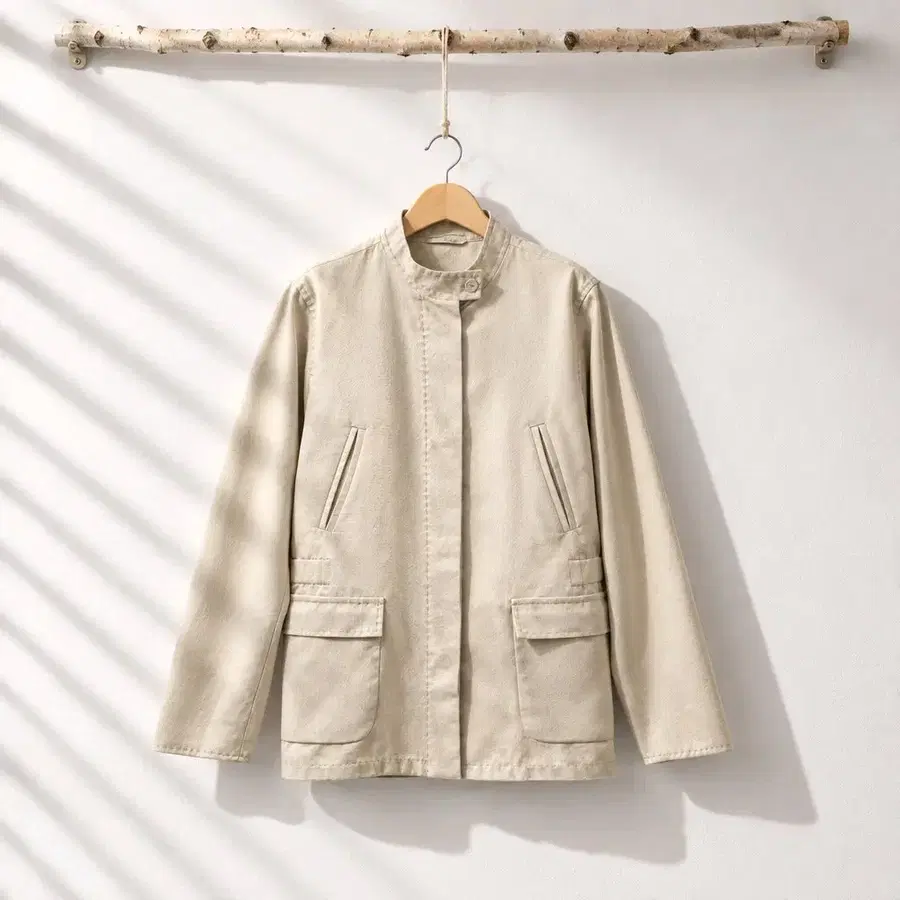 막스마라 MAXMARA 차이나넥 스탠드칼라 코튼 사파리 자켓 42사이즈