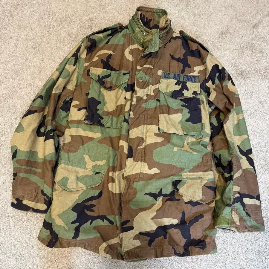 US Army 오리지널 80s 우드랜드 카모 M-65 필드 야상 자켓~L