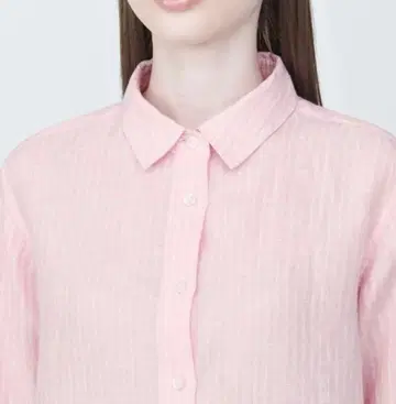 MUJI 무인양품 린넨 워싱 레귤러 카라 긴팔 셔츠 핑크 S