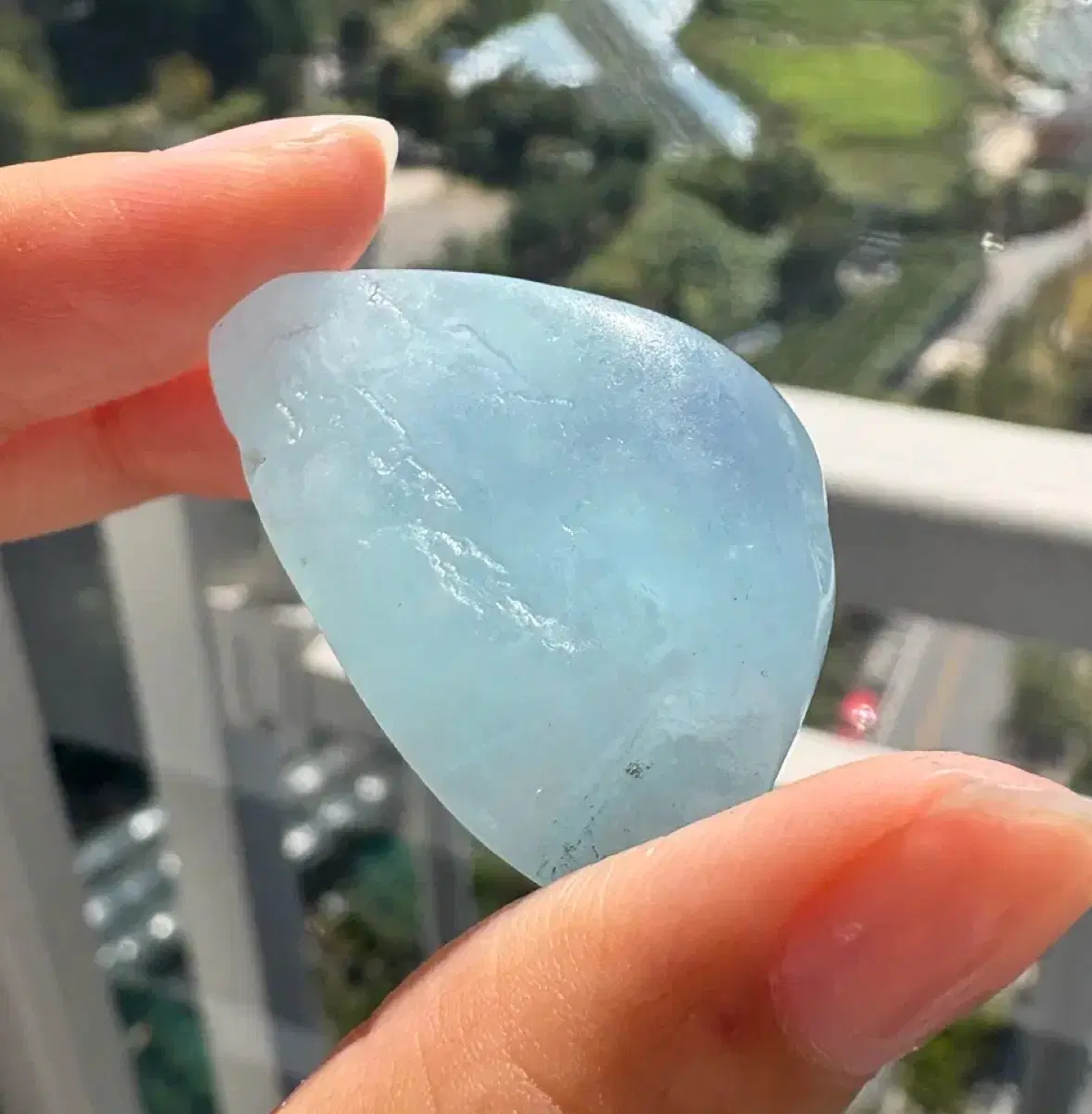 [천연원석] 맑은 아이스블루 아쿠아마린 텀블 | Aquamarine