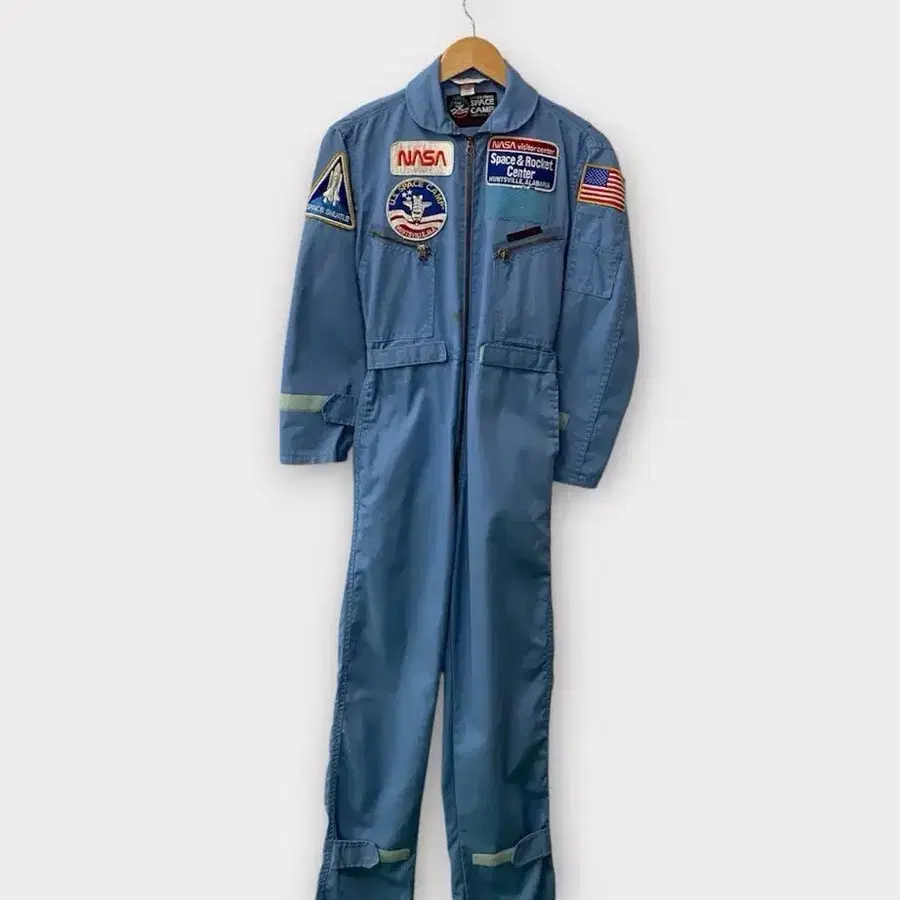 NASA 와펜 패치 항공 점프 수트 (빈티지블루)