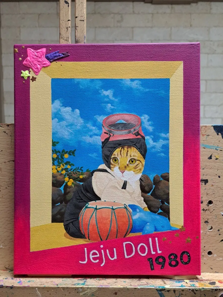 마루인형 고양이 아크릴 그림액자입니다