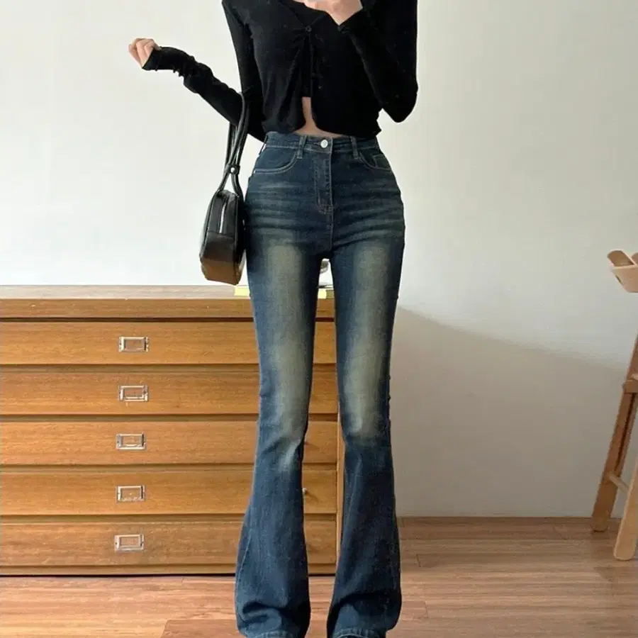 부츠컷 청바지 데님 워싱 빈티지