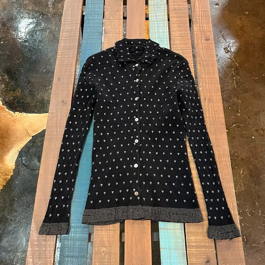 츠모리 치사토 Tsumori Chisato 하트 패턴 플리츠 가디건 일본 빈티지