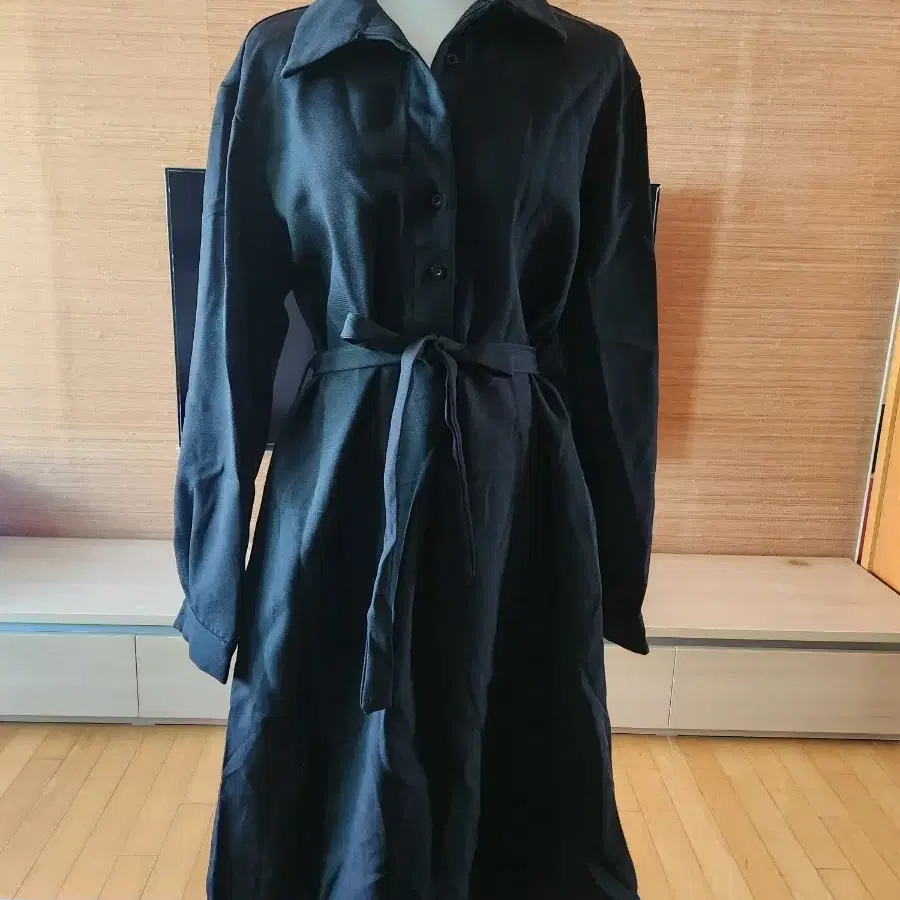 블랙 셔츠 원피스 벨트 포함
