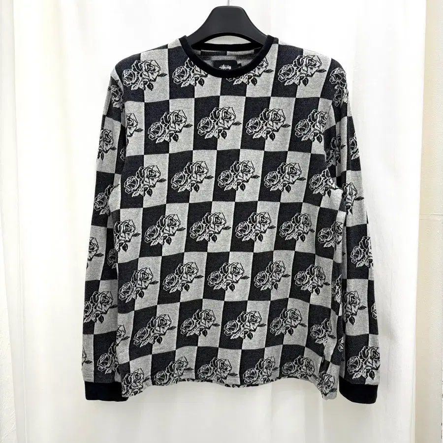 stussy 체크 로즈 롱슬리브