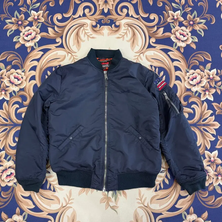 (XL)쇼트 Schott 성조기 플라이트 MA-1 자켓(네이비)