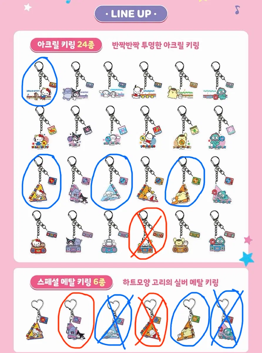 편의점 산리오 두근두근 마이키링 교환 및 양도 판매합니당