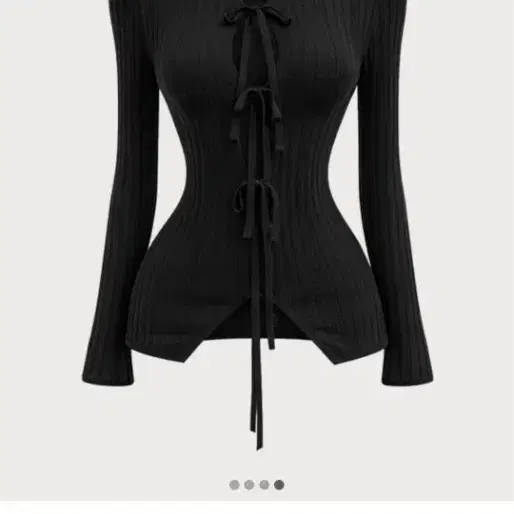 카인다미 리본 골지 니트 가디건 블랙