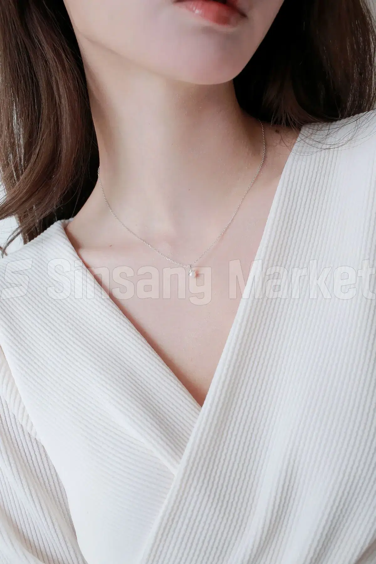 [빠른발송] 실버 925 미니 진주 드롭 꽃 목걸이