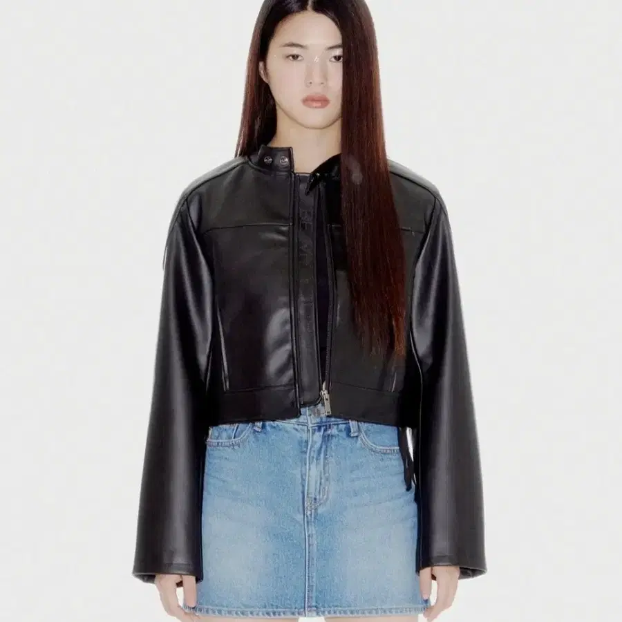 F 블랙 라이더 자켓 크롭 자켓