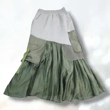 RISLEY 새상품급 롱 스커트 카키 그레이 밀리터리풍 F 5711