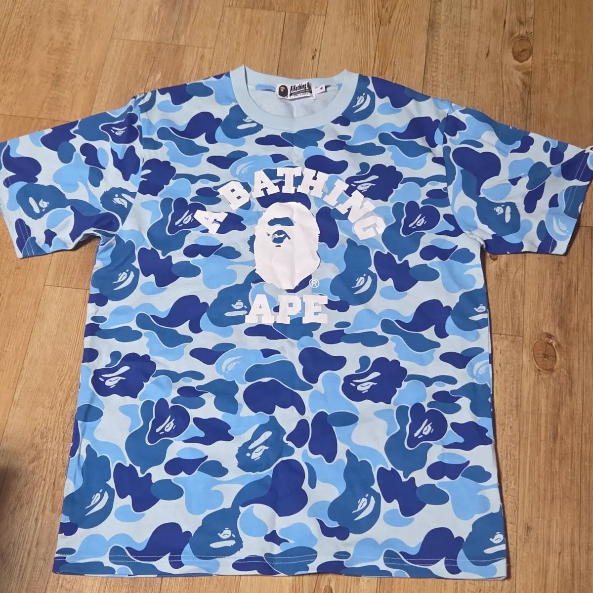 베이프 카모 반팔 티셔츠 블루 bape