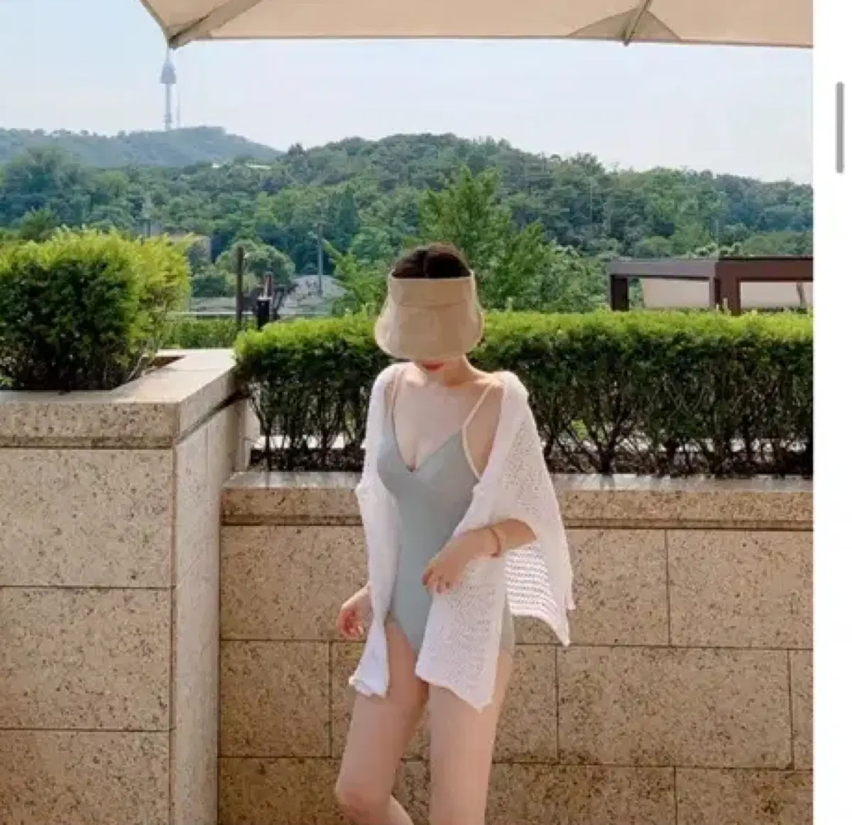 백리본 모노키니 비키니 수영복