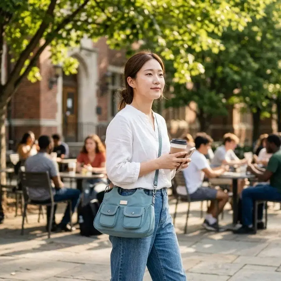 버버리 레드라벨 블루 숄더백