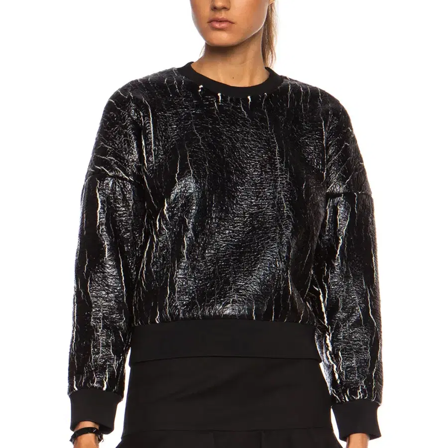 3.1 PHILLIP LIM Cracked Coat Cropped Poly Sweatshirt