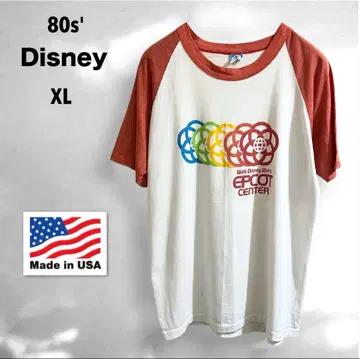 80s EPCOT CENTER 미국제 XL 물빠짐 래글런 T 싱글