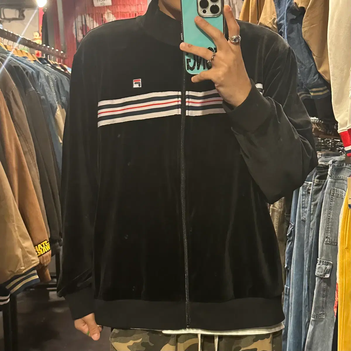 [IM] FILA 벨벳 트랙 집업 블랙